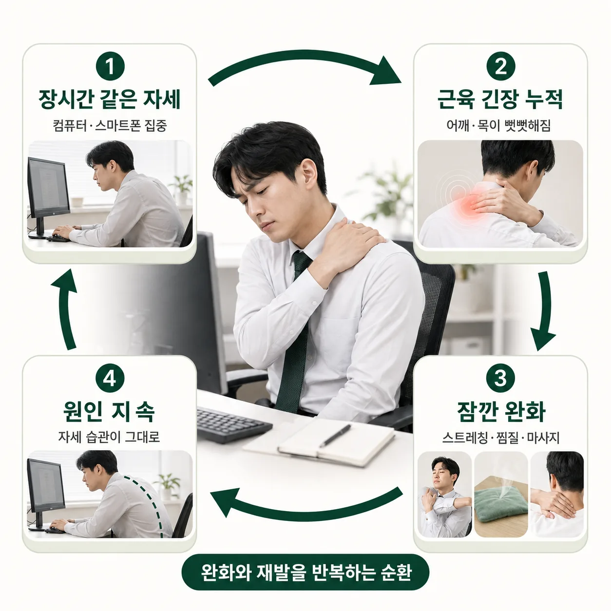 어깨 결림 재발 사이클 도해