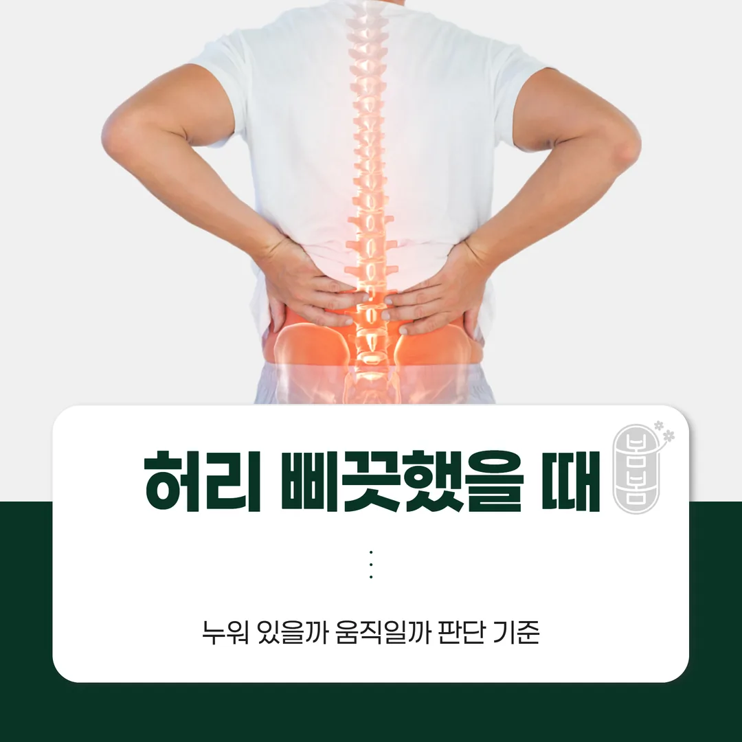 허리 삐끗했을 때, 누워 있을까 움직일까 판단 기준