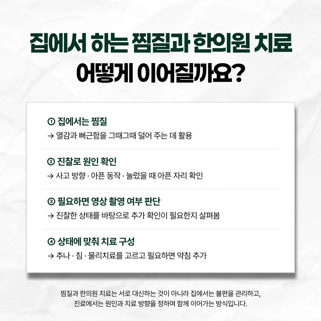 사고 뒤 첫 주 찜질 종류와 시각을 적어 두는 찜질 기록표